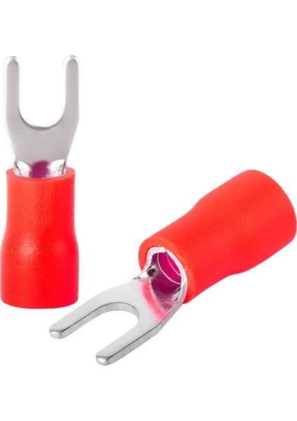 300 Adet Kırmızı 22-16 Awg Yalıtımlı Çatal Kürek U Tipi Kablo Konnektörleri Kiti Elektrik Konnektörleri Sıkma Terminali (Yurt Dışından)