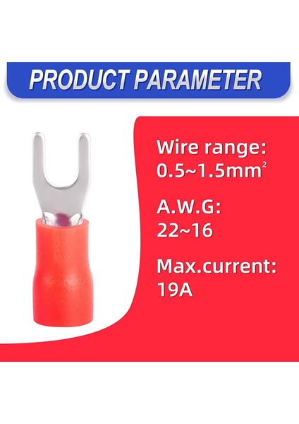 300 Adet Kırmızı 22-16 Awg Yalıtımlı Çatal Kürek U Tipi Kablo Konnektörleri Kiti Elektrik Konnektörleri Sıkma Terminali (Yurt Dışından) fiyatları