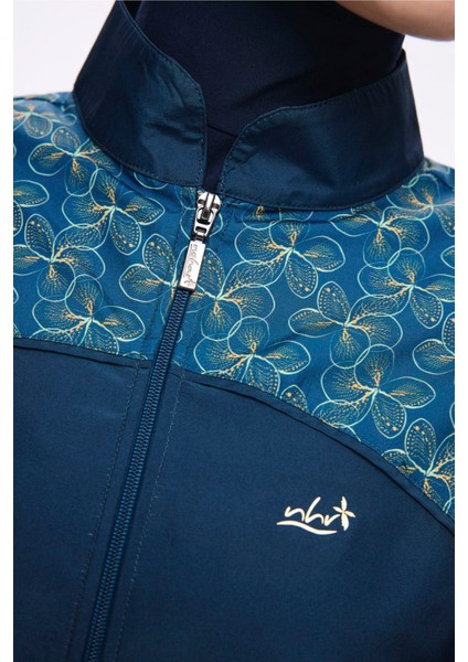 3 Parça Tam Tesettür Mayo Takımı Kadınlar İçin Desenli Petrol Mavisi Yazlık indirimleri