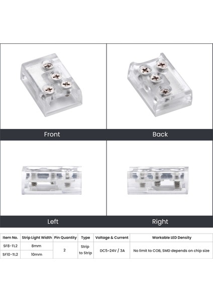 10 Adet LED Köşe Konnektörü Vida Sabitlemeli 24V/5A 2p 10MM Lt Konnektörü LED Şerit Için Tek Renk Cob IP20 (Yurt Dışından)