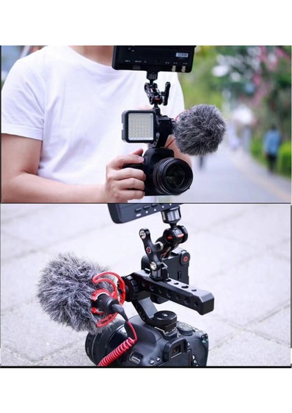 Evrensel Dslr Kamera Teçhizatı Üst Sap Üç Soğuk Ayakkabı Adaptörü LED Işık Mikrofon Metal Peynir Sapı Tutacağı (Yurt Dışından)