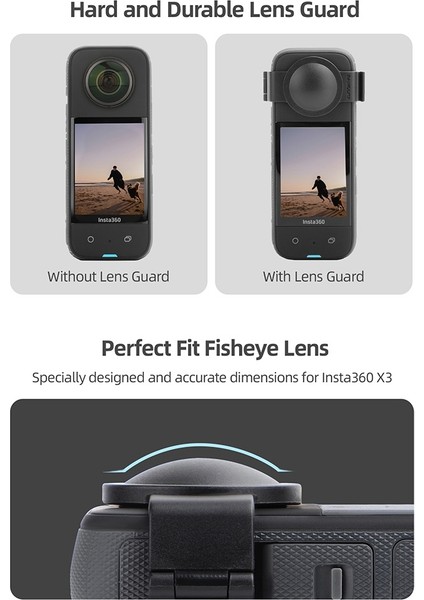 Sunnylife Koruyucu Lens Kapağı INSTA360 X3 Kamera Lens Silikon Kapak Kamera Çıkarılabilir Lens Koruyucu Kapak Aksesuarı (Yurt Dışından)