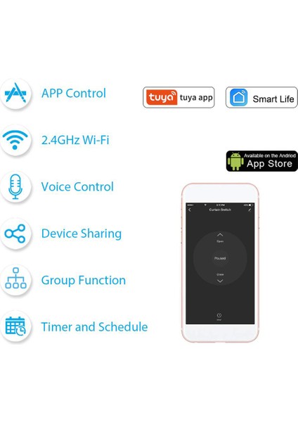 Tuya Akıllı Wifi Perde Modülü Panjur Anahtarı Elektrikli Motor Alexa Google Home ile Çalışır, 1 Çete (Yurt Dışından) fırsatları