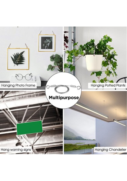 Ayarlanabilir Resim Asma Tel 4pcs Ayna Çerçevesi Seti - Ağır Hizmet Tipi Paslanmaz Çelik Tel Halat 3 Metre x 1.5mm (Yurt Dışından) fırsatları