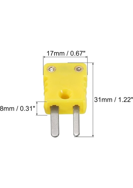 Mini Tip K Termokupl Konnektörü Erkek Fiş Adaptörü Yüksek Sıcaklık 120℃ (248℉) Termokupl Sensör Probları Için (Yurt Dışından)