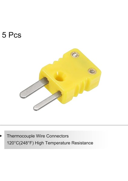 Mini Tip K Termokupl Konnektörü Erkek Fiş Adaptörü Yüksek Sıcaklık 120℃ (248℉) Termokupl Sensör Probları Için (Yurt Dışından)