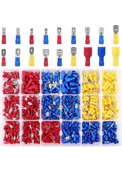 900PCS Soğuk Preslenmiş Terminal Seti Erkek ve Dişi Terminal Takılabilir Yaylı Terminal (Yurt Dışından)