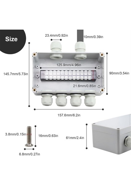 IP66 Su Geçirmez Bağlantı Kutusu 2 Giriş 4 Çıkış Su Geçirmez Elektrik Kutusu Çap 4-8 mm Kablo Için (Yurt Dışından)