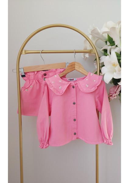 Pembe,yakası Nakışlı,etekli Kot Takım fırsatları