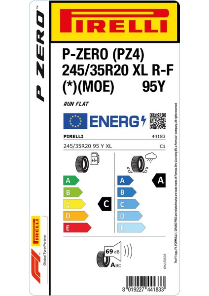 245/35 R20 95Y Xl R-F * Moe P-Zero Oto Yaz Lastiği (Üretim Yılı:2024)