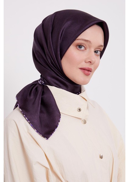 Mor Benekli Twill Ipek Eşarp
