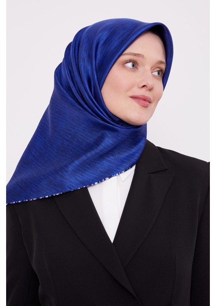Saks Çizgili Twill Ipek Eşarp