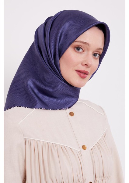 Lacivert Çizgili Twill Ipek Eşarp modelleri