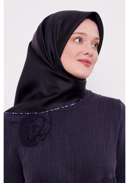 Siyah Çizgili Twill Ipek Eşarp fiyatları