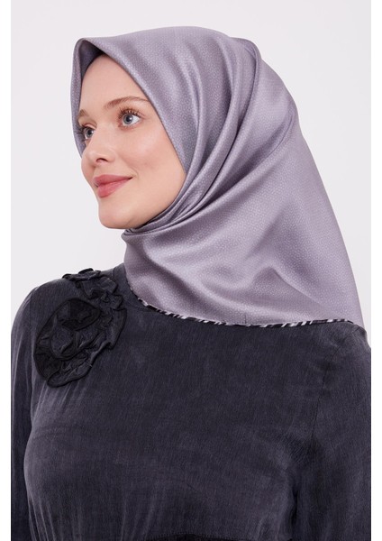Füme Benekli Twill Ipek Eşarp
