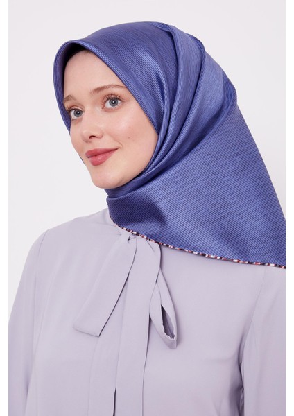 Indigo Çizgili Twill Ipek Eşarp modelleri