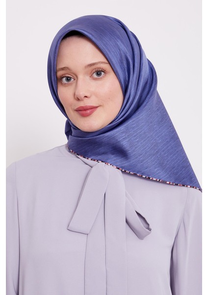 Indigo Çizgili Twill Ipek Eşarp fırsatları