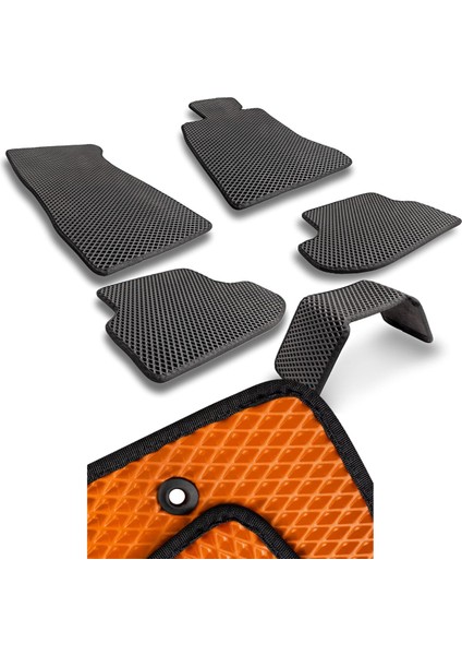 Seat Leon 2006-2012 Uyumlu Araca Özel Akıllı Paspas Eva Paspas Hücreli Paspas Turuncu