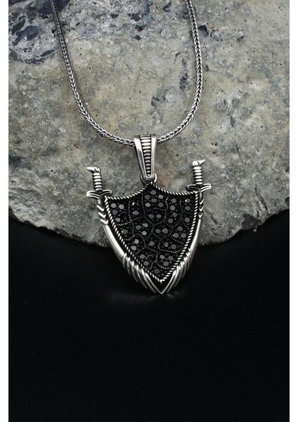 Kalkan Kılıc Gümüş Kolye Zincir 925 Ayar 901569