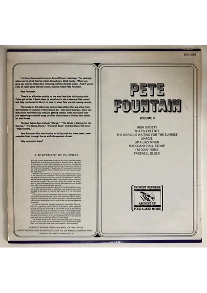 Pete Fountain Volume Iı Lp Plak (0rjinal 1974 Avrupa Baskı)