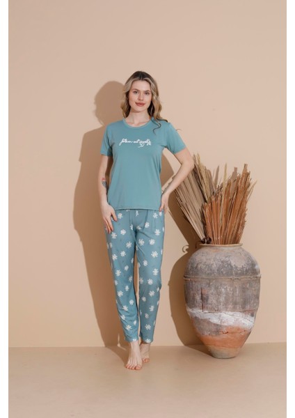 Kadın 20255 Kısa Kol Pijama Takımı Yeşil