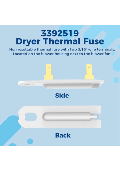 3392519 Kurutma Makinesi Termal Sigortası WP3392519 Whirlpool Maytag Kurutma Makinesi Termal Sigortası AP6008325'IN Yerini Alır 3388651 15 Adet (Yurt Dışından) modelleri
