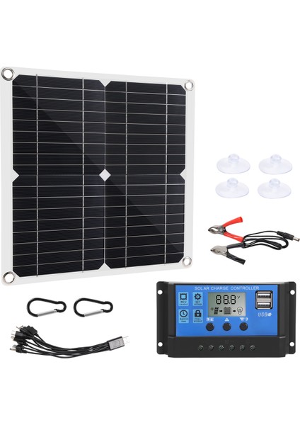 50W Güneş Panelı 18V Güneş Pilleri Bankası Konektörü Kapağı ile 100A Güneş Şarj Kontrol Cihazı IP65 Telefon Araba Rv Tekne Şarj Cihazı (Yurt Dışından)