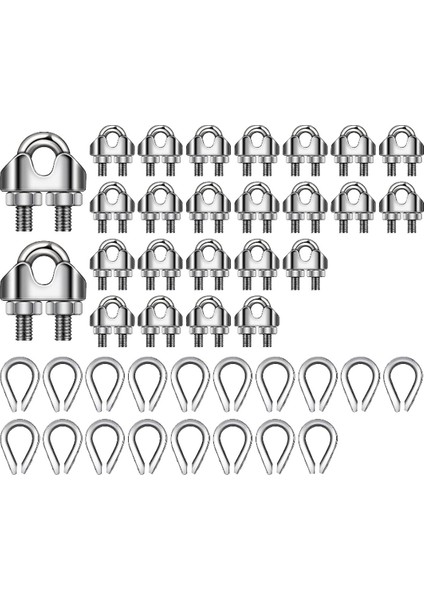 50 Adet 1/8 Inç Tel Halat Kiti M3 Metal Tel Halat Kablo Kelepçesi ve M3 Paslanmaz Çelik Yüksükler Tel Halat Arma Için (Yurt Dışından)