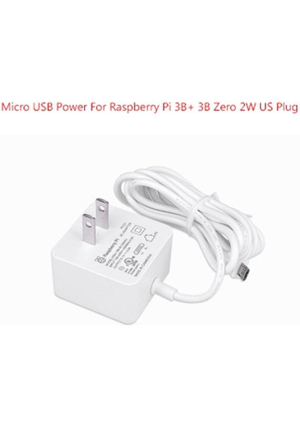 5.1V 2.5A Mikro-Usb Güç Kaynağı Adaptörü Raspberry Pi 3b+/3b/zero 2W Mikro-Usb 12.5W Güç Şarj Cihazı Abd Fişi (Yurt Dışından)