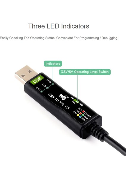 Waveshare Endüstriyel Usb'den Ttl'ye (C) 6pin Seri Modül Kablosu FT232RNL Raspberry Pi 5 Seri Port Hata Ayıklama Modülü (Yurt Dışından)