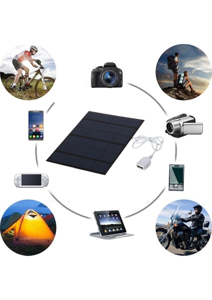 USB Kablosu ile 3.5W 6V Güneş Paneli Dış Mekan Taşınabilir Mini Güneş Paneli Pil Şarj Cihazı (Yurt Dışından)