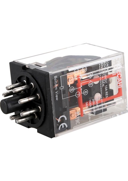 MK2P-I Şeffaf Kabuk Dpdt AC220V Bobin Güç Rölesi Soket Tabanı (Yurt Dışından)