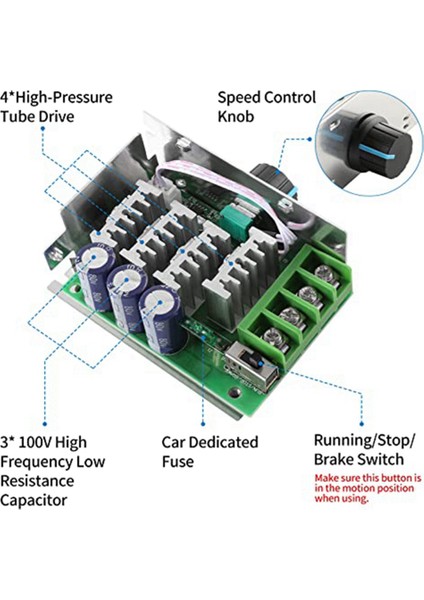 Dc Motor Hız Kontrol Cihazı Pwm Kontrol Cihazı, 7-70V 30A Ayarlanabilir Pwm Motor Hız Regülatörü 12V 24V 36V 48V (Yurt Dışından)