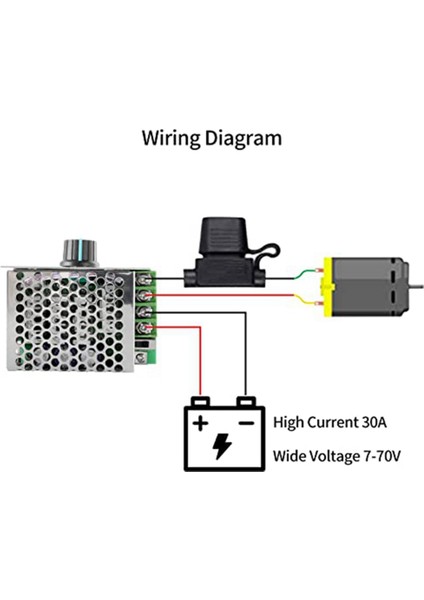 Dc Motor Hız Kontrol Cihazı Pwm Kontrol Cihazı, 7-70V 30A Ayarlanabilir Pwm Motor Hız Regülatörü 12V 24V 36V 48V (Yurt Dışından)