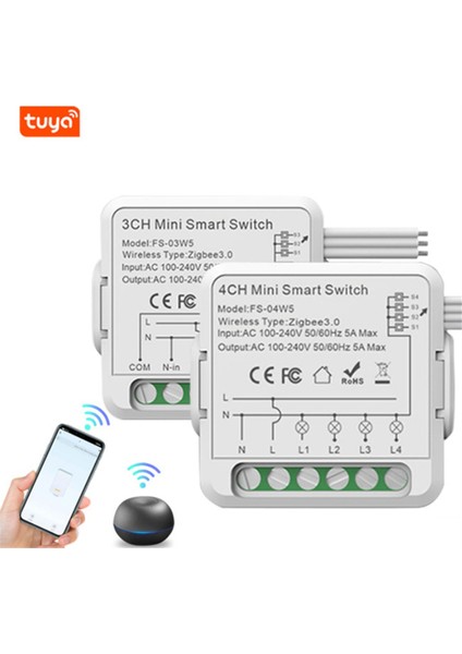 Wifi Röle Anahtar Modülü 10A 3 / 4 Kanal AC100-240V Alexa Home Mini Akıllı Anahtar Modülü ile Çalışır (Yurt Dışından)