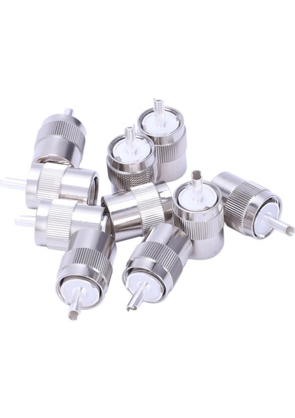 10 Adet Konnektör Uhf Erkek PL259 Fiş Lehim Rg8 RG213 LMR400 7d-Fb Kablo Gümüş (Yurt Dışından)