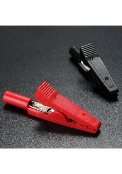 2x Yalıtımlı Timsah Klip Konnektör Kelepçe Test Probu Kırmızı + Siyah (Yurt Dışından) fiyatları