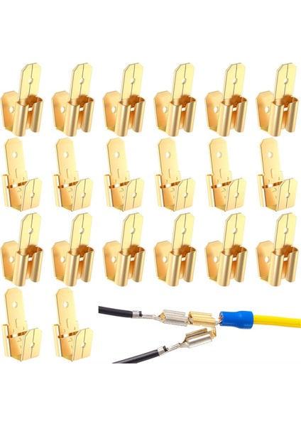 Çift Erkek Piggyback Spade Konnektörleri, 3 Yollu Elektrik Dişi Erkek Spade Sıkma Terminalleri Çeşitlilik Kiti Altın (Yurt Dışından)