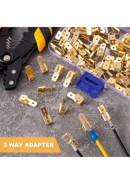 Çift Erkek Piggyback Spade Konnektörleri, 3 Yollu Elektrik Dişi Erkek Spade Sıkma Terminalleri Çeşitlilik Kiti Altın (Yurt Dışından) fırsatları