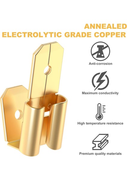 Çift Erkek Piggyback Spade Konnektörleri, 3 Yollu Elektrik Dişi Erkek Spade Sıkma Terminalleri Çeşitlilik Kiti Altın (Yurt Dışından) indirimleri