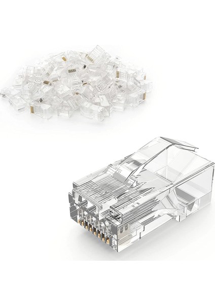 Cat6 RJ45 Konnektör 100 Paket, Cat6 RJ45 Uçları 8P8C Utp Ağ Fişi Cat5 CAT5E Cat6 Telli Kablo Katı Kristal Kafa (Yurt Dışından)