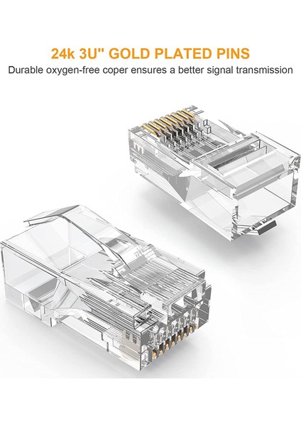 Cat6 RJ45 Konnektör 100 Paket, Cat6 RJ45 Uçları 8P8C Utp Ağ Fişi Cat5 CAT5E Cat6 Telli Kablo Katı Kristal Kafa (Yurt Dışından) fırsatları