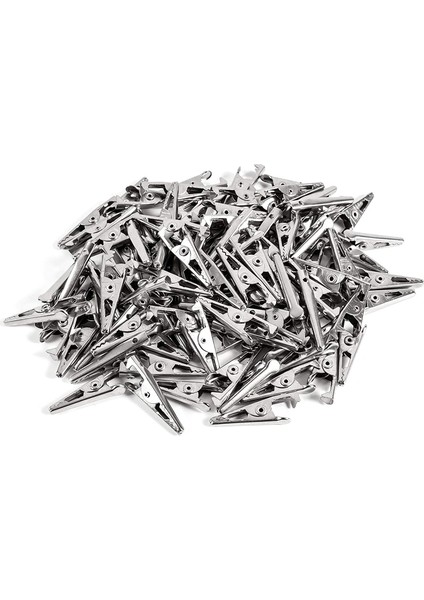 100 Adet 1.06IN / 27MM Mini Metal Timsah Klipler, Timsah Kelepçeleri Gümüş Ton Nikel Kaplama Test Hattı Yaylı Kelepçeler. (Yurt Dışından)