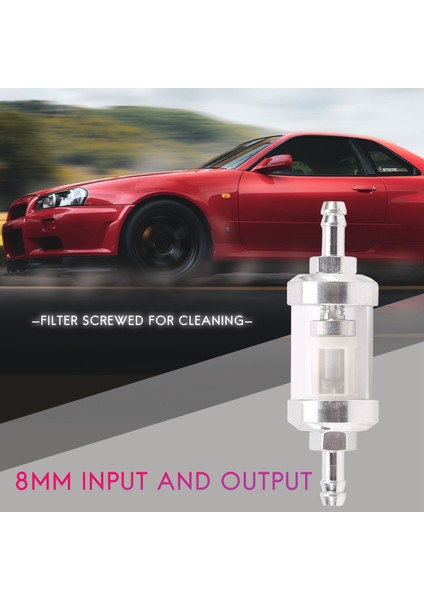 Evrensel Krom Cam Yakıt Benzinli Ham Petrol Motoru Inline Filtre 5/16 "8mm Gümüş Motosikletler Için (Yurt Dışından)