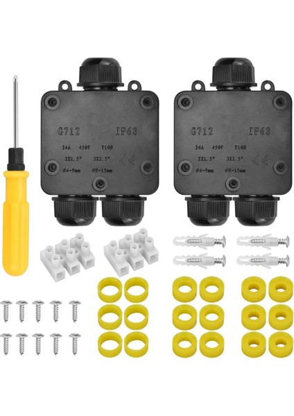 Su Geçirmez Bağlantı Kutusu IP68 Dış Mekan Rakoru Elektrik Bağlantı Kutusu, 4-15 mm Çaplı Kablo Için 3 Kablo Konnektörlü (Yurt Dışından)