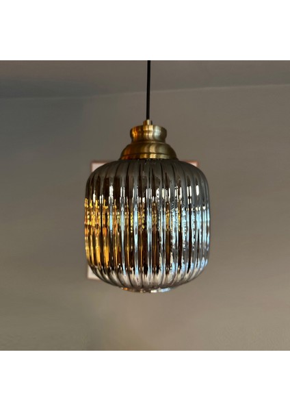 Mopa Füme Cam Tekli Avize Eskitme Kum Saati Başlık Retro Sarkıt Lamba Restoran Salon Aydınlatma