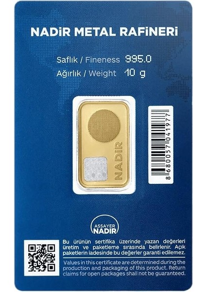 10 gr 24 Ayar Nadirgold Gram Altın