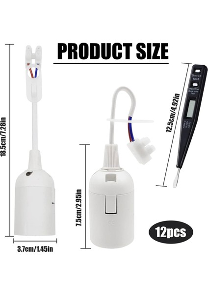 Lamba Tutucu E27 12 Parça Şantiye Prizi Kablolu E27 Priz Şantiye Prizi Voltaj Test Cihazı ile (Yurt Dışından) fiyatları