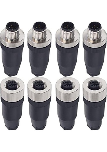 M12 5 Pin Erkek ve Dişi Priz Panel Havacılık Kablo Konnektörü, 12MM Endüstriyel Dairesel Konnektör, IP67,4 Set (Yurt Dışından)