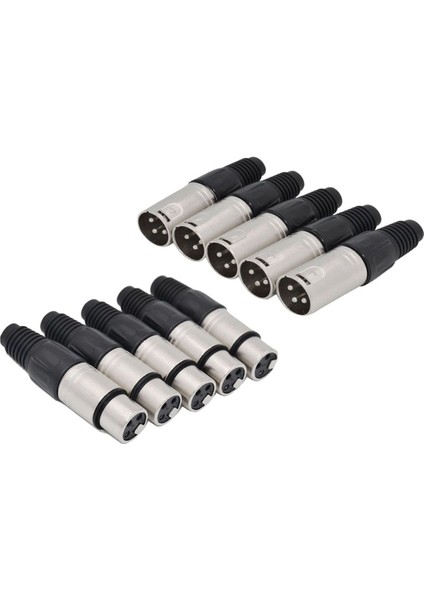 10 Adet 3 Pin Xlr Lehim Tipi Konnektör 5 Erkek + 5 Dişi Fiş Kablosu Konektörü Mikrofon Ses Soketi (Yurt Dışından)